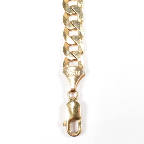 82 - An Italian hallmarked 9ct gold curb link chain bracelet. The 9ct yellow gold bracelet hallmarked for... 