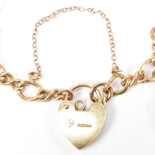 89 - A hallmarked 9ct gold charm bracelet. The hallmarked 9ct gold fancy link chain bracelet strung with ... 