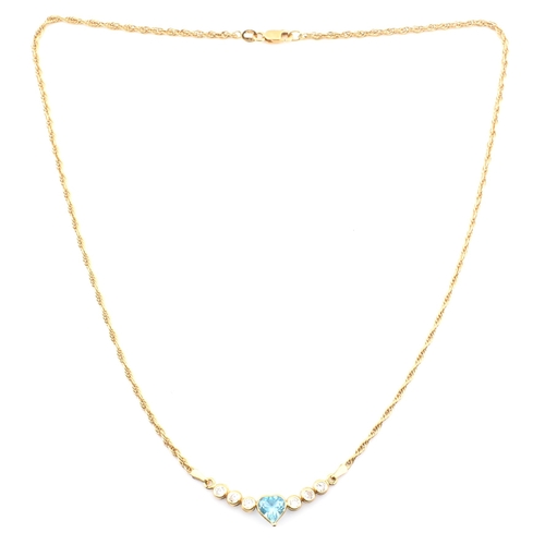 155a - A hallmarked 18ct gold, topaz and CZ pendant necklace. The Italian 18ct yellow gold necklace having ... 