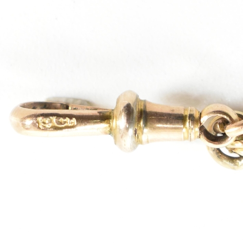 22a - A Victorian 9ct gold leontine watch chain. The leontine having a heart motif linked by rope twist ch... 