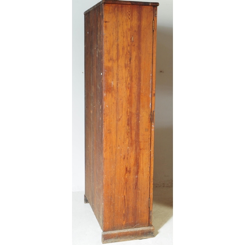 1008 - A pair of early 20th century oak wood church / Sunday school cupboards. The cupboards raised on plin... 