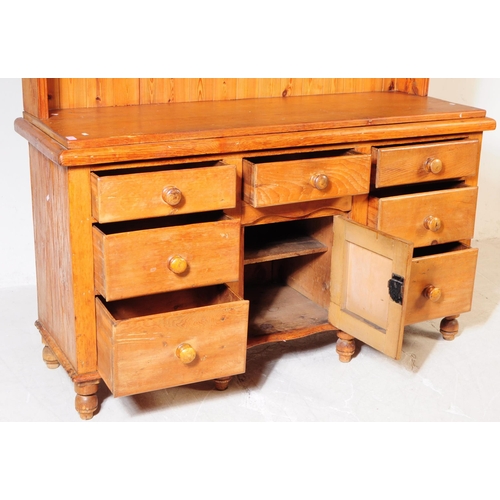 1024 - A 19th century Victorian pine wood dresser. The dresser having two banks of three drawers to front, ... 