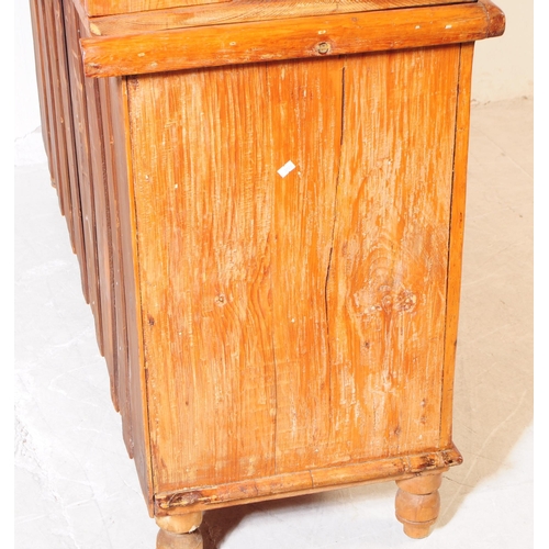 1024 - A 19th century Victorian pine wood dresser. The dresser having two banks of three drawers to front, ... 