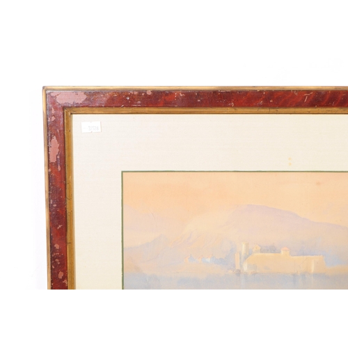 1035 - An early 20th century Italian unmarked watercolour landscape lake scene. The painting depicting a la... 