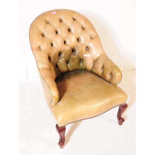 1057 - Chesterfield style - A 20th Century leather spoon back Chesterfield manner office / desk chair. The ... 