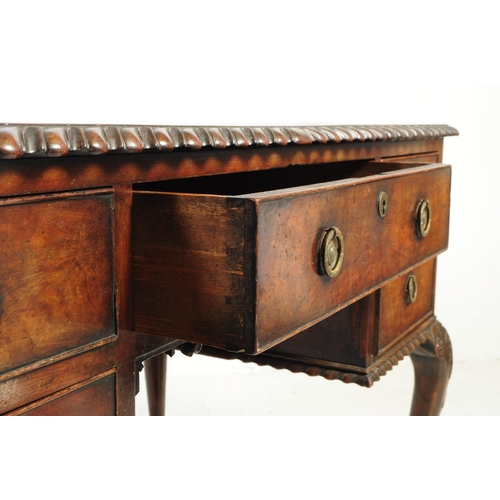 1064 - An early 20th Century Queen Anne Revival mahogany writing desk / dressing table with leather inlay t... 