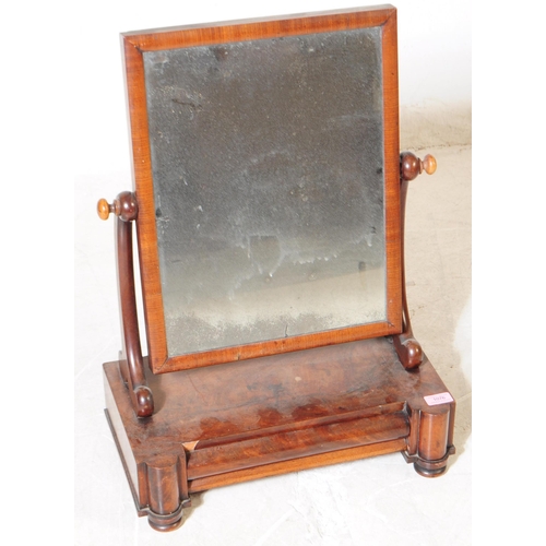 1076 - A 19th Century Victorian mahogany veneer swing toilet mirror. The rectangular mirror having splayed ... 