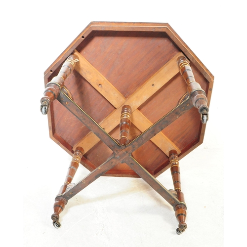 1111 - A 19th century Victorian Aesthetic era mahogany and ebonised wood octagonal centrepiece table. The t... 