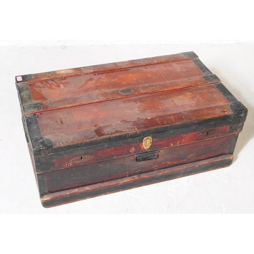 1112 - A 19th century 'Marshall Improved Air & Water Tight Chest'. The chest trunk being mounted with black... 