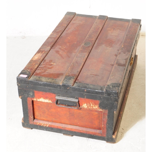 1112 - A 19th century 'Marshall Improved Air & Water Tight Chest'. The chest trunk being mounted with black... 