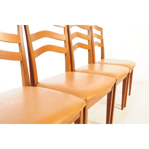 583 - Nathan Furniture - Retro mid century set of four dining chairs. Having arched slatted back rest on l... 