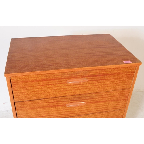 586 - British Modern Design - A mid 20th century teak veneer pedestal chest of drawers. The chest of drawe... 