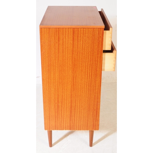 586 - British Modern Design - A mid 20th century teak veneer pedestal chest of drawers. The chest of drawe... 