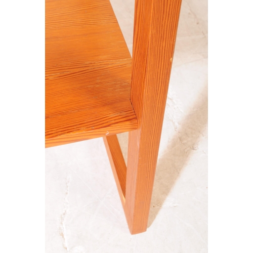 625 - British Modern Design - late 20th century pine side / hall table. Rectangular form with quadrille st... 