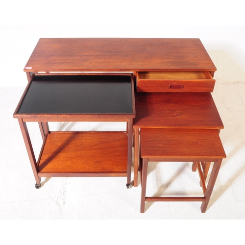 630 - British Modern Design - Teak mid century nest of occasional / coffee tables. Rectangular form with t... 