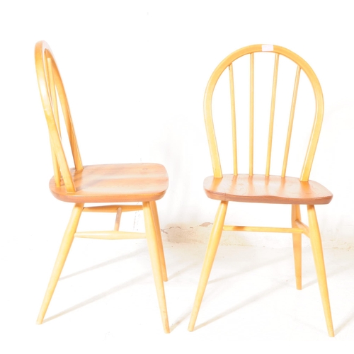 638 - Ercol Furniture - Set of four blonde windsor beech and elm dining chairs. Having stick backrest, sad... 