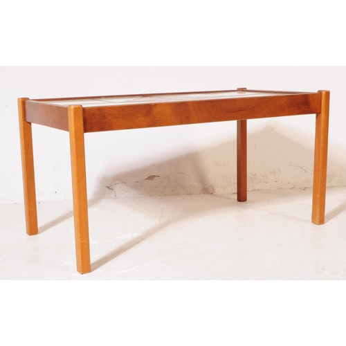 691 - British Modern Design - Mid century teak tile top coffee / occasional table. Rectangular form with t... 