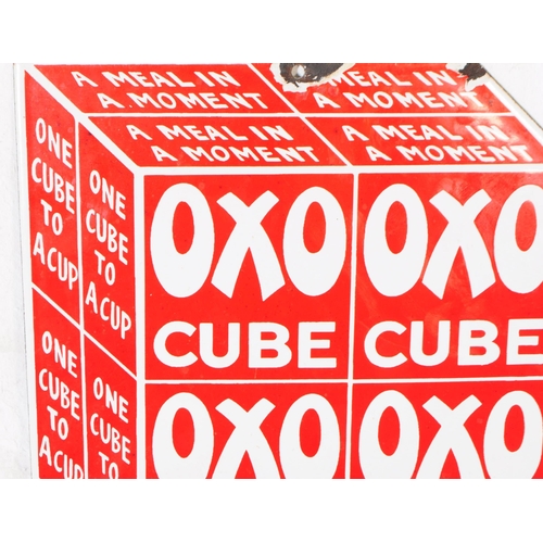 693 - Oxo Cube - A vintage 20th century Oxo cube beef stock enamelled sign. In the form of the Oxo cube in... 