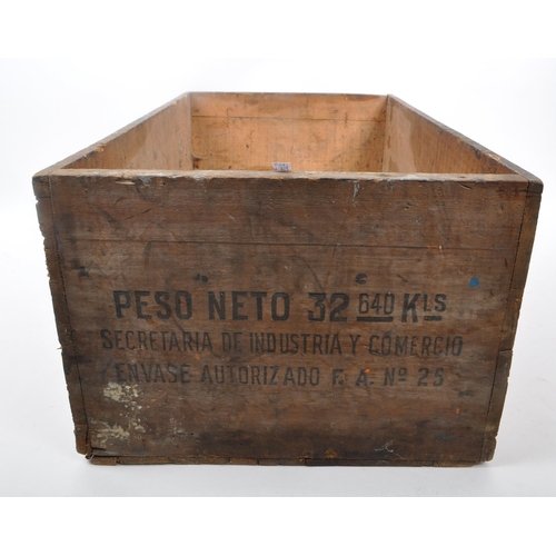 712 - A 20th century Devon Corned Beef Buenos Aires wooden shipping container. The box of rectangular form... 