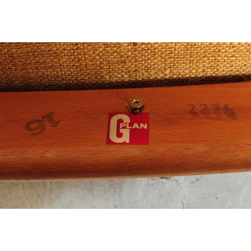 719 - G Plan  - A set of six mid 20th century G-Plan teak dining chairs. Each having upholstered backs and... 