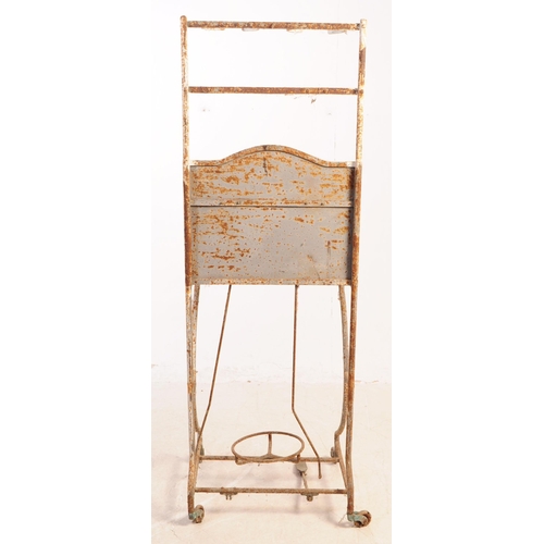 748 - A 20th Century retro industrial painted metal outdoor wash stand. The stand having space for a wash ... 