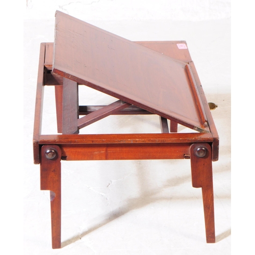 800 - 19th Victorian mahogany campaign folding desktop writing / reading table slope. Having small drawer ... 