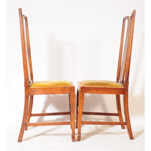 808 - Pair of 19th century late Victorian bedroom chairs. Mahogany construction with flat back rest, green... 