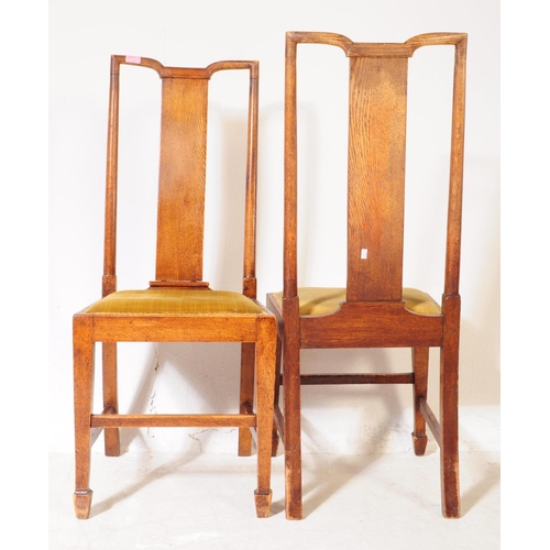 808 - Pair of 19th century late Victorian bedroom chairs. Mahogany construction with flat back rest, green... 