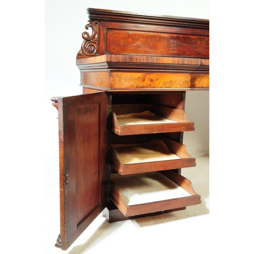 810 - A early 19th century solid flame mahogany inverted breakfront twin pedestal sideboard. With large ga... 