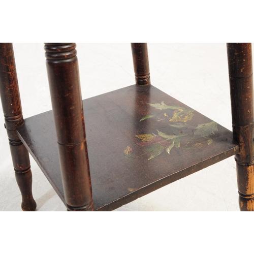 817 - A small Victorian 19th Century mahogany milking stool raised on three turned legs, together with an ... 