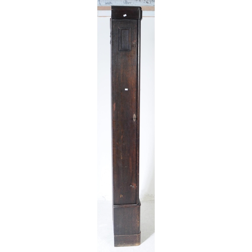 820 - An early 20th century circa 1930s Art Deco oak wood longcase grandfather clock. The clock raised on ... 