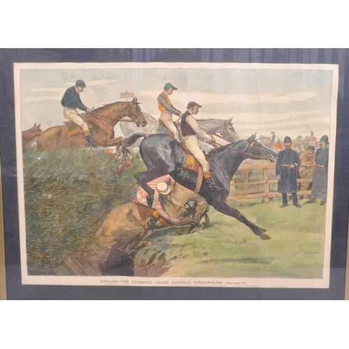 824 - Equestrian Interest - A late 19th century circa. 1890 Victorian framed and glazed Grand National Ste... 