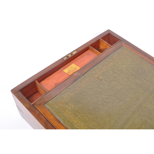 829 - Hare's - A 19th Century Victorian mahogany Hare's writing slope box with brass engraved inlay to top... 