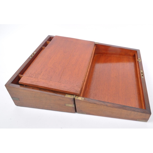 829 - Hare's - A 19th Century Victorian mahogany Hare's writing slope box with brass engraved inlay to top... 