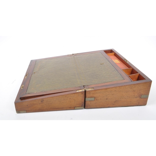 829 - Hare's - A 19th Century Victorian mahogany Hare's writing slope box with brass engraved inlay to top... 