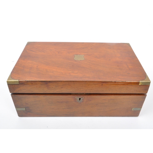 829 - Hare's - A 19th Century Victorian mahogany Hare's writing slope box with brass engraved inlay to top... 