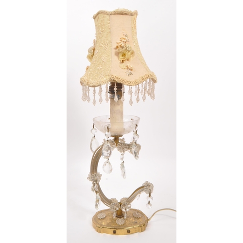 832 - A mid 20th century Ventana glass table lamp light. Having floral protruding shade, light fixing to t... 