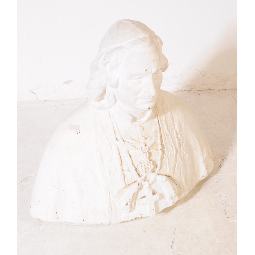 853 - A large 19th century metal frame and plaster bust of a high church official cardinal. With headwear ... 