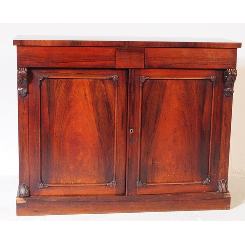 855 - A 19th century Victorian rosewood veneered chiffonier sideboard. Raised on a plinth base, with twin ... 