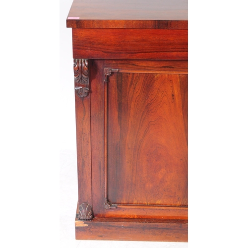 855 - A 19th century Victorian rosewood veneered chiffonier sideboard. Raised on a plinth base, with twin ... 