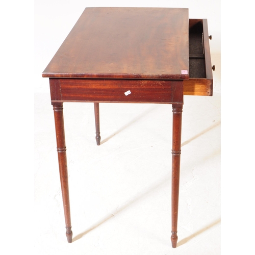 866 - Early 19th Century Victorian mahogany side / hall writing table. Rectangular form with single full l... 