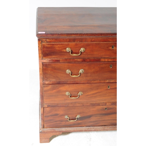 867 - A George III mahogany cross banded chest of drawers. Rectangular form with a bank of four full lengt... 