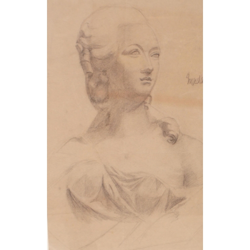 876 - Madame Du Barry - An early 20th century hand drawn portrait of Madam Du Barry. Face right in a seate... 