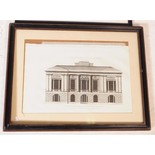 878 - Two late 18th century date 1798 monochrome architect's etchings. Depicting East elevahon of Southgat... 