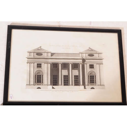 878 - Two late 18th century date 1798 monochrome architect's etchings. Depicting East elevahon of Southgat... 