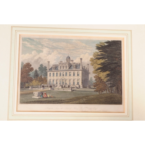 879 - A collection of three late 18th century colour engraved building / castle pictures. Kingston Lacy th... 