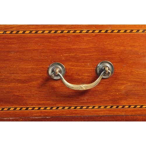 881 - Edwardian circa 1900s satinwood inlaid sideboard / chest of drawers. Rectangular form with flared to... 