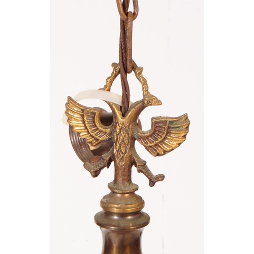 885 - An early 20th century Dutch six branch ceiling chandelier. With six curved arm, with fish motifs to ... 