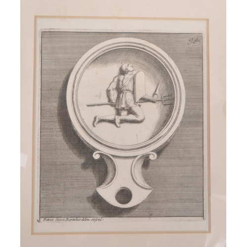 889 - A collection of three framed and glazed etching print pictures. Each etching in a wooden frame, with... 