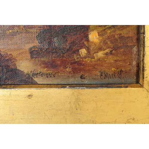 894 - A Victorian 19th century oil on canvas painting. Small proportion of country farm scene. Signature E... 